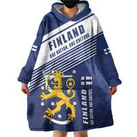 Personalized Finland One Nation One Culture Wearable Blanket Hoodie A Crowned Lion with Flag