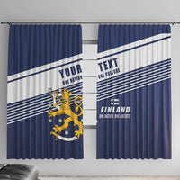 Personalized Finland One Nation One Culture Window Curtain A Crowned Lion with Flag