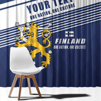 Personalized Finland One Nation One Culture Window Curtain A Crowned Lion with Flag