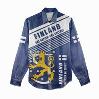 Personalized Finland One Nation One Culture Women Casual Shirt A Crowned Lion with Flag