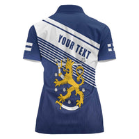 Personalized Finland One Nation One Culture Women Polo Shirt A Crowned Lion with Flag