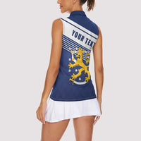 Personalized Finland One Nation One Culture Women Sleeveless Polo Shirt A Crowned Lion with Flag