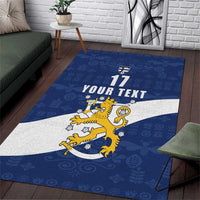 Custom Finland Football We are Champions Area Rug Huuhkajat with Finnish Folk Paterns