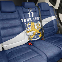 Custom Finland Football We are Champions Back Car Seat Cover Huuhkajat with Finnish Folk Paterns