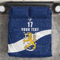 Custom Finland Football We are Champions Bedding Set Huuhkajat with Finnish Folk Paterns