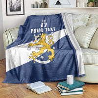 Custom Finland Football We are Champions Blanket Huuhkajat with Finnish Folk Paterns