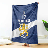 Custom Finland Football We are Champions Blanket Huuhkajat with Finnish Folk Paterns