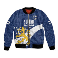 Custom Finland Football We are Champions Bomber Jacket Huuhkajat with Finnish Folk Paterns