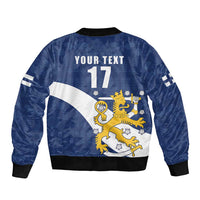 Custom Finland Football We are Champions Bomber Jacket Huuhkajat with Finnish Folk Paterns