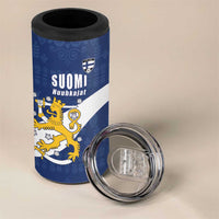 Custom Finland Football We are Champions 4 in 1 Can Cooler Tumbler Huuhkajat with Finnish Folk Paterns