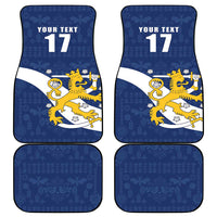 Custom Finland Football We are Champions Car Mats Huuhkajat with Finnish Folk Paterns