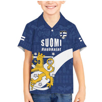 Custom Finland Football We are Champions Family Matching Mermaid Dress and Hawaiian Shirt Huuhkajat with Finnish Folk Paterns