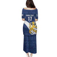 Custom Finland Football We are Champions Family Matching Puletasi and Hawaiian Shirt Huuhkajat with Finnish Folk Paterns