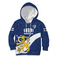 Custom Finland Football We are Champions Kid Hoodie Huuhkajat with Finnish Folk Paterns