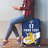 Custom Finland Football We are Champions Luggage Cover Huuhkajat with Finnish Folk Paterns