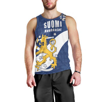 Custom Finland Football We are Champions Men Tank Top Huuhkajat with Finnish Folk Paterns