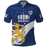 Custom Finland Football We are Champions Polo Shirt Huuhkajat with Finnish Folk Paterns