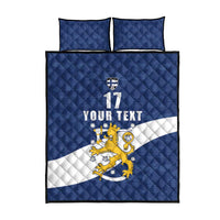 Custom Finland Football We are Champions Quilt Bed Set Huuhkajat with Finnish Folk Paterns