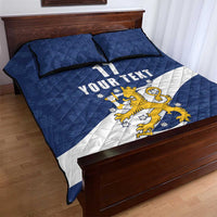 Custom Finland Football We are Champions Quilt Bed Set Huuhkajat with Finnish Folk Paterns