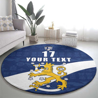Custom Finland Football We are Champions Round Carpet Huuhkajat with Finnish Folk Paterns