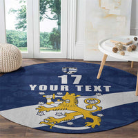 Custom Finland Football We are Champions Round Carpet Huuhkajat with Finnish Folk Paterns