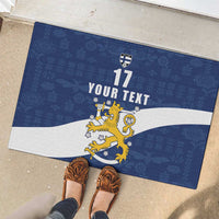 Custom Finland Football We are Champions Rubber Doormat Huuhkajat with Finnish Folk Paterns