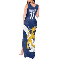 Custom Finland Football We are Champions Tank Maxi Dress Huuhkajat with Finnish Folk Paterns