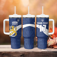 Custom Finland Football We are Champions Tumbler With Handle Huuhkajat with Finnish Folk Paterns