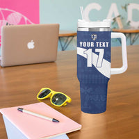 Custom Finland Football We are Champions Tumbler With Handle Huuhkajat with Finnish Folk Paterns