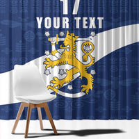Custom Finland Football We are Champions Window Curtain Huuhkajat with Finnish Folk Paterns