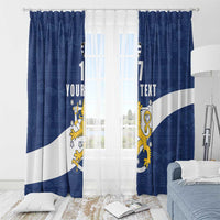 Custom Finland Football We are Champions Window Curtain Huuhkajat with Finnish Folk Paterns