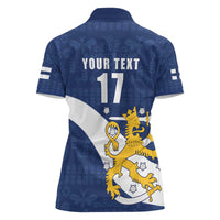 Custom Finland Football We are Champions Women Polo Shirt Huuhkajat with Finnish Folk Paterns