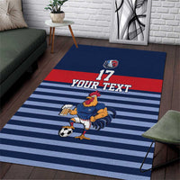 Custom France Football Area Rug Blue Gallic Rooster Mascot