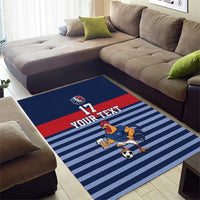 Custom France Football Area Rug Blue Gallic Rooster Mascot