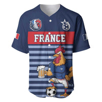 Custom France Football Baseball Jersey Blue Gallic Rooster Mascot