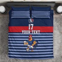 Custom France Football Bedding Set Blue Gallic Rooster Mascot