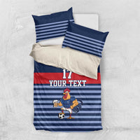 Custom France Football Bedding Set Blue Gallic Rooster Mascot