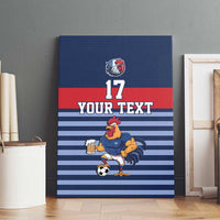 Custom France Football Canvas Wall Art Blue Gallic Rooster Mascot