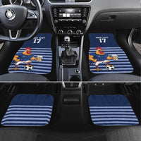 Custom France Football Car Mats Blue Gallic Rooster Mascot