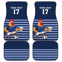 Custom France Football Car Mats Blue Gallic Rooster Mascot