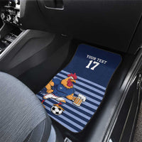 Custom France Football Car Mats Blue Gallic Rooster Mascot