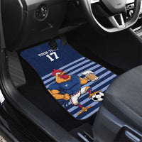 Custom France Football Car Mats Blue Gallic Rooster Mascot