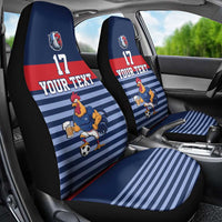 Custom France Football Car Seat Cover Blue Gallic Rooster Mascot