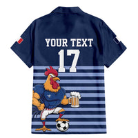 Custom France Football Family Matching Mermaid Dress and Hawaiian Shirt Blue Gallic Rooster Mascot