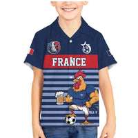Custom France Football Family Matching Mermaid Dress and Hawaiian Shirt Blue Gallic Rooster Mascot