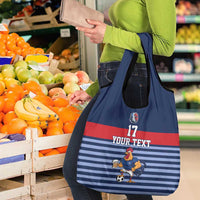 Custom France Football Grocery Bag Blue Gallic Rooster Mascot