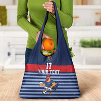 Custom France Football Grocery Bag Blue Gallic Rooster Mascot