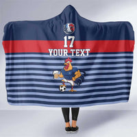 Custom France Football Hooded Blanket Blue Gallic Rooster Mascot