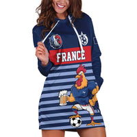 Custom France Football Hoodie Dress Blue Gallic Rooster Mascot