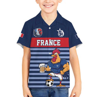 Custom France Football Kid Hawaiian Shirt Blue Gallic Rooster Mascot